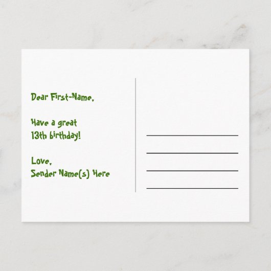 13e verjaardag: Fun Stars Pattern, Rainbow 13, naa Briefkaart (Achterkant)