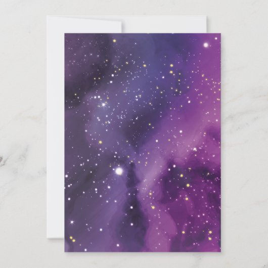 13e Verjaardag Galaxy Paarse Sterren String Lights Kaart (Achterkant)