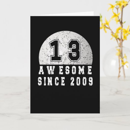 13e verjaardag, geboren in 2009 Golfer Boy 13 jaar Kaart (Gele Bloem)