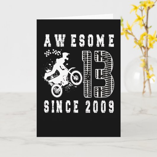 13e verjaardag Gift Dirt Bike Boy geboren in 2009 Kaart (Gele Bloem)
