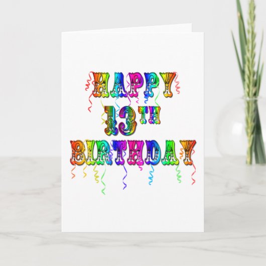 13e verjaardag Gifts with Circus Balloon Font Kaart (Voorkant)