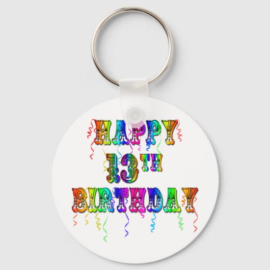 13e verjaardag Gifts with Circus Balloon Font Sleutelhanger (Voorkant)