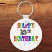13e verjaardag Gifts with Circus Balloon Font Sleutelhanger (Voorkant)