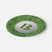 13e verjaardag Golfbal op Grass Napkins Papieren Bordje (Gekanteld)