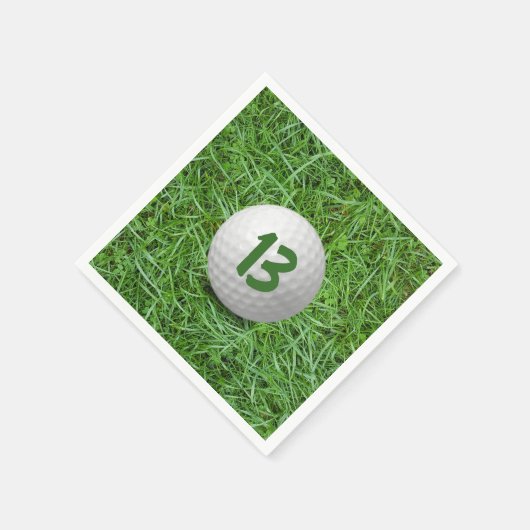 13e verjaardag Golfbal op Grass Napkins Servet (Hoek)