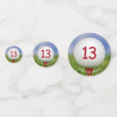 13e verjaardag golfbal op rood t-shirt confetti (Voorkanten)