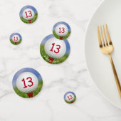 13e verjaardag golfbal op rood t-shirt confetti (Groep)