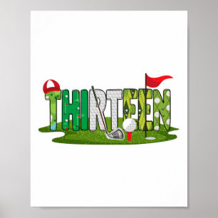 13e verjaardag golfthema 13 jaar oude Kinder sport Poster