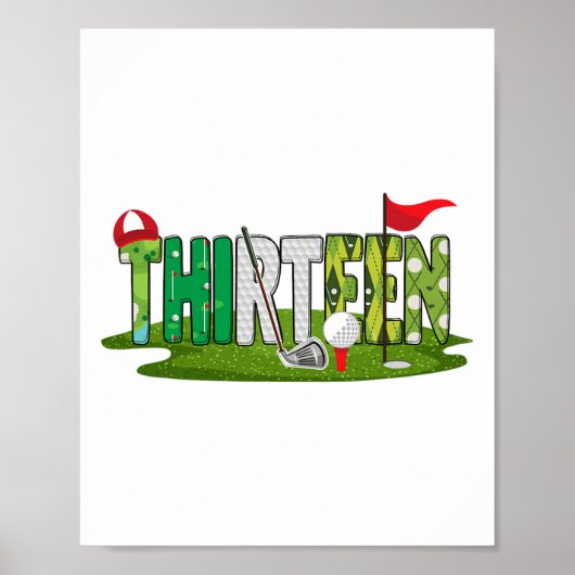 13e verjaardag golfthema 13 jaar oude Kinder sport Poster (Voorkant)