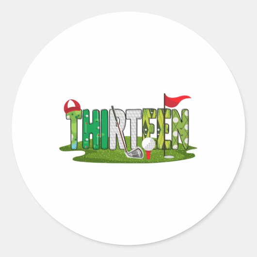 13e verjaardag golfthema 13 jaar oude Kinder sport Ronde Sticker (Voorkant)