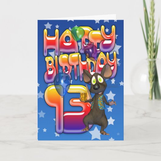 13e verjaardag, Happy Birthday Kaart (Voorkant)