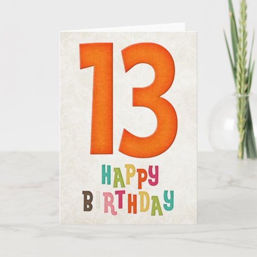 13e verjaardag Happy Birthday Kaart Design 2 (Voorkant)