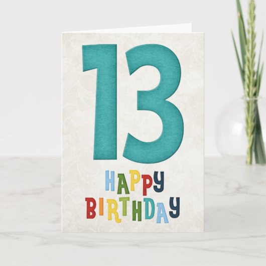 13e verjaardag Happy Birthday Kaart Design 4 (Voorkant)