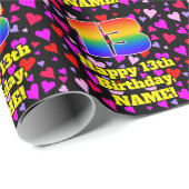 13e verjaardag: Heatpatroon liefhebbend, regenboog Cadeaupapier (Rol Hoek)