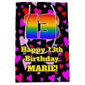 13e verjaardag: Heatpatroon liefhebbend, regenboog Medium Cadeauzakje (Voorkant)