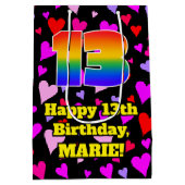 13e verjaardag: Heatpatroon liefhebbend, regenboog Medium Cadeauzakje (Achterkant)