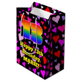 13e verjaardag: Heatpatroon liefhebbend, regenboog Medium Cadeauzakje (Achterkant Gekanteld)