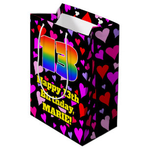 13e verjaardag: Heatpatroon liefhebbend, regenboog Medium Cadeauzakje