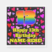 13e verjaardag: Heatpatroon liefhebbend, regenboog Servet (Voorkant)