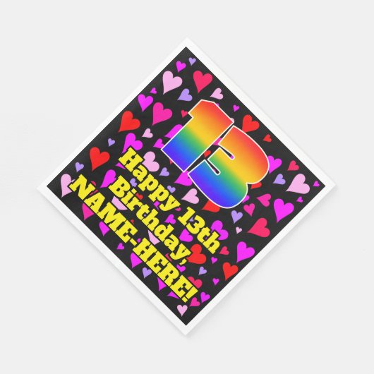 13e verjaardag: Heatpatroon liefhebbend, regenboog Servet
