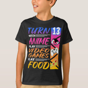 13e verjaardag I Manga I Gamer I 90s Kawaii Pizza T-shirt