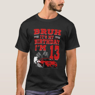 13e verjaardag jongen raceauto thema feest 13 jaar t-shirt