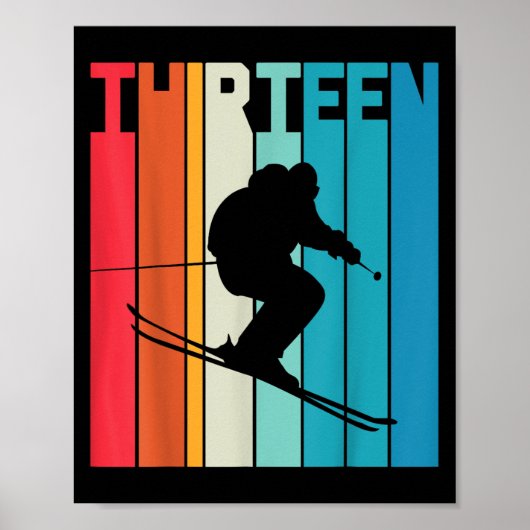 13e Verjaardag Jongen Retro Ski Lover Skier 13 Jaa Poster (Voorkant)