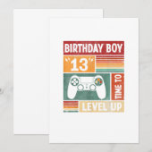 13e verjaardag jongen tijd om niveau omhoog video  kaart (Voorkant / Achterkant)
