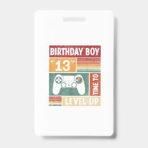 13e verjaardag Jongen Tijd om te Level Up Videogam Badge