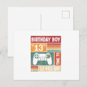 13e verjaardag Jongen Tijd om te Levelen Videogame Briefkaart (Voorkant / Achterkant)