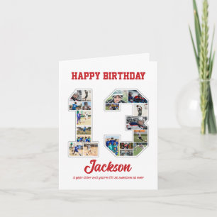 13e verjaardag Jubileum nummer 13 fotocollage Kaart