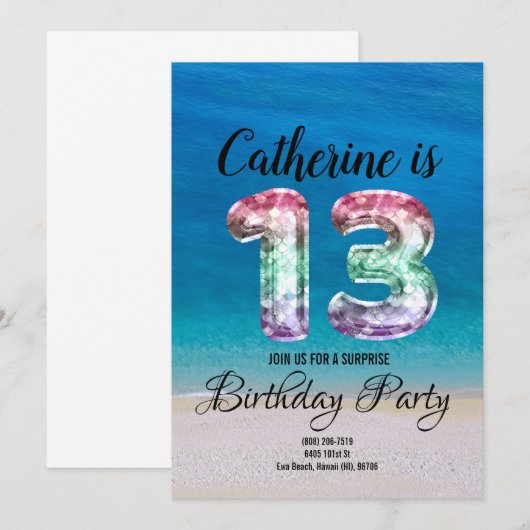 13e verjaardag kaart (Voorkant / Achterkant)