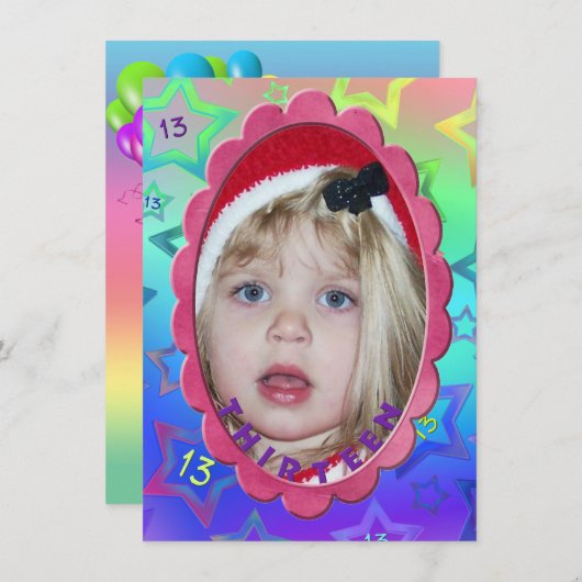 13e verjaardag kaart (Voorkant / Achterkant)