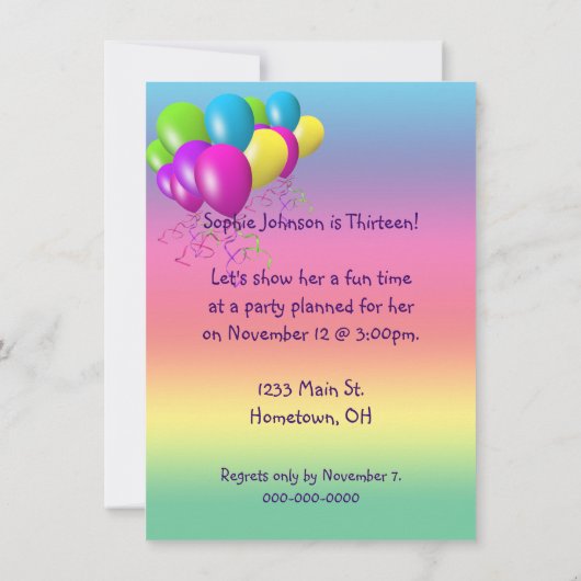 13e verjaardag kaart (Achterkant)