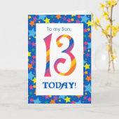 13e verjaardag Kaart voor Son, Stripes and Stars (Gele Bloem)