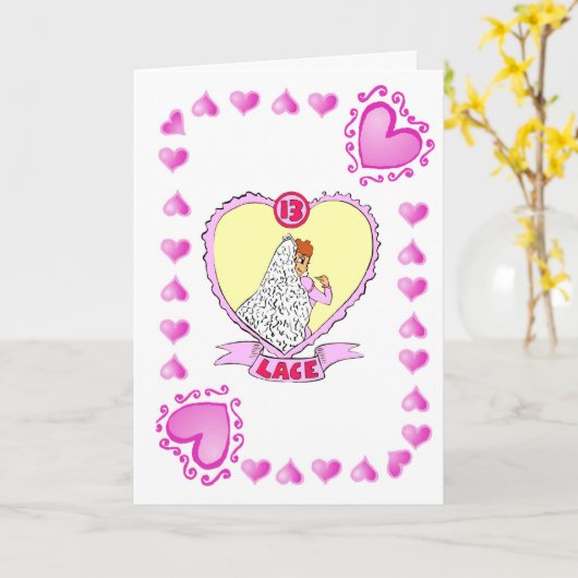 13e verjaardag - Kant Kaart (Gele Bloem)