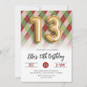 13e verjaardag kerst gouden uitnodiging (Voorkant)