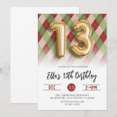 13e verjaardag kerst gouden uitnodiging (Voorkant / Achterkant)