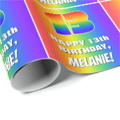 13e verjaardag: kleurrijk, vun regenboogpatroon # cadeaupapier (Rol Hoek)