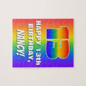 13e verjaardag: kleurrijk, vun regenboogpatroon #  legpuzzel (Horizontaal)