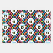 13e verjaardag kleurrijke ballonnen poolstaren inpakpapier vel (Voorkant)