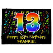 13e verjaardag - Kleurrijke muzieksymbolen, Regenb Groot Cadeauzakje (Achterkant)