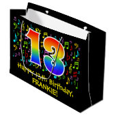13e verjaardag - Kleurrijke muzieksymbolen, Regenb Groot Cadeauzakje (Voorkant Gekanteld)