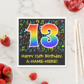 13e verjaardag - Kleurrijke muzieksymbolen, Regenb Servet (Insitu)