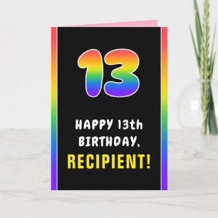 13e Verjaardag: Kleurrijke Regenboog # 13, Aangepa Kaart