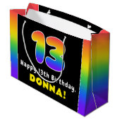 13e verjaardag: kleurrijke regenboog # 13, Naam va Groot Cadeauzakje (Achterkant Gekanteld)
