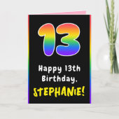 13e verjaardag: kleurrijke regenboog # 13, Naam va Kaart (Voorkant)
