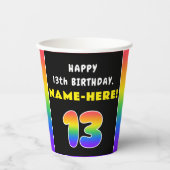 13e verjaardag: kleurrijke regenboog # 13, Naam va Papieren Bekers (Voorkant)