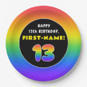 13e verjaardag: kleurrijke regenboog # 13, Naam va Papieren Bordje (Voorkant)