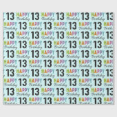 13e verjaardag Kleurrijke Typografie Cadeaupapier (Vlak)